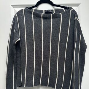 Zara grey with cream stripes boatneck sweater